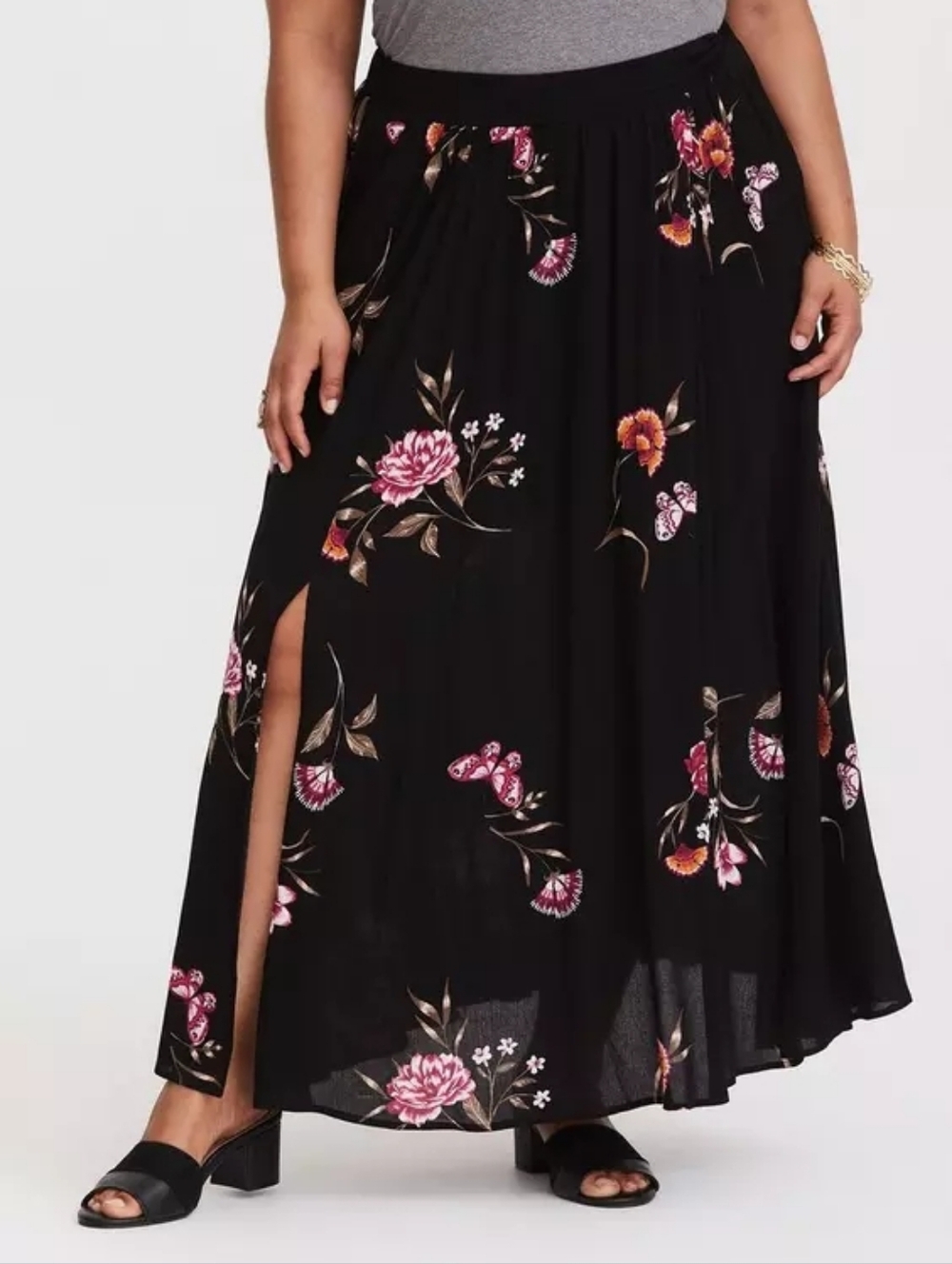 Torrid Black Floral Skirt
